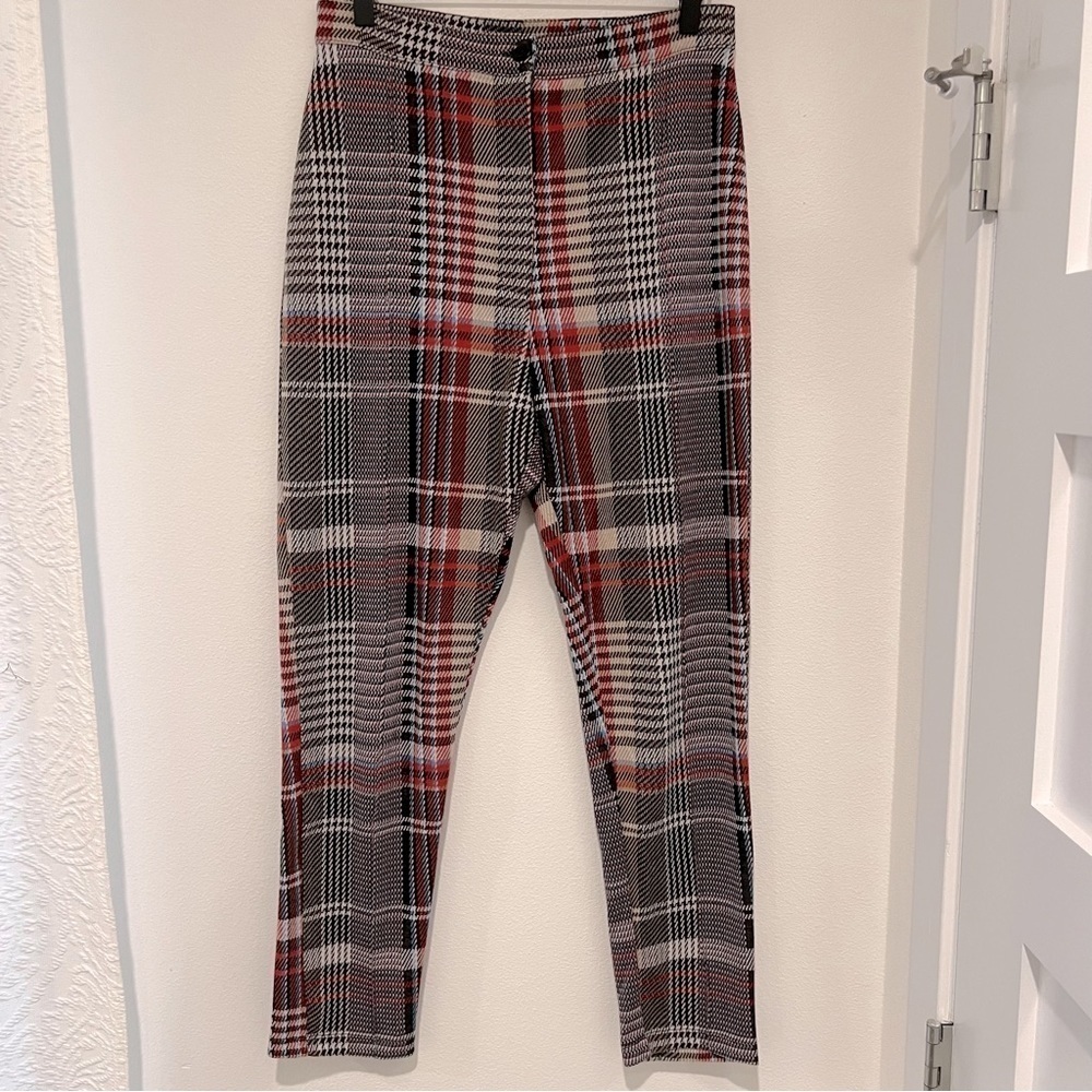 Free People Houndstooth Plaid Skinny Pants - Picture 2 of 6